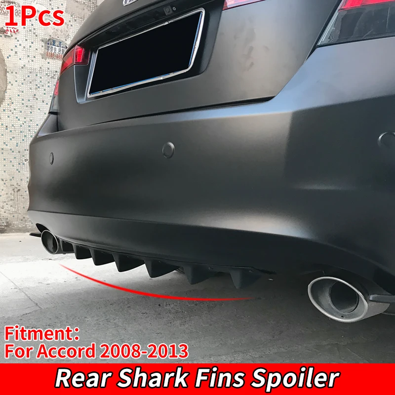 

Car Rear Bumper Lip Diffuser Shark Fins Spoiler Body Kit Protector Accessories Carbon Fiber Look ABS For Honda Accord 2008-2013