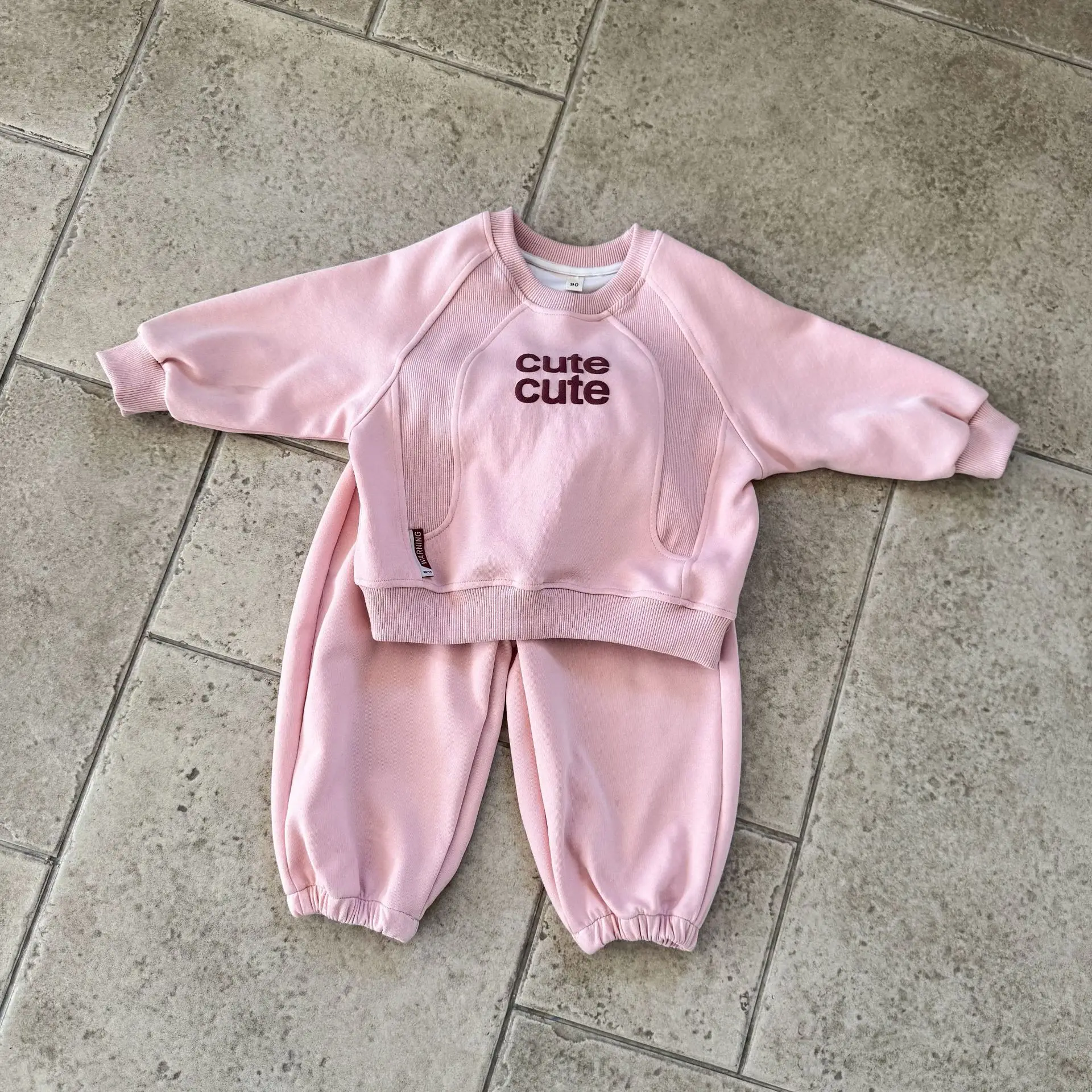 4947 Children's Clothing Set   Spring And Autumn New Leisure Boy's Suit Letter Sweater+Pant Casual Girl's Two-piece Suit
