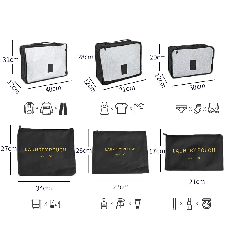 NONE 7/6 stücke Reise Lagerung Tasche Große Kapazität Koffer Lagerung Gepäck Kleidung Sortierung Organizer Set Beutel Fall Schuhe Verpackung Cube 7