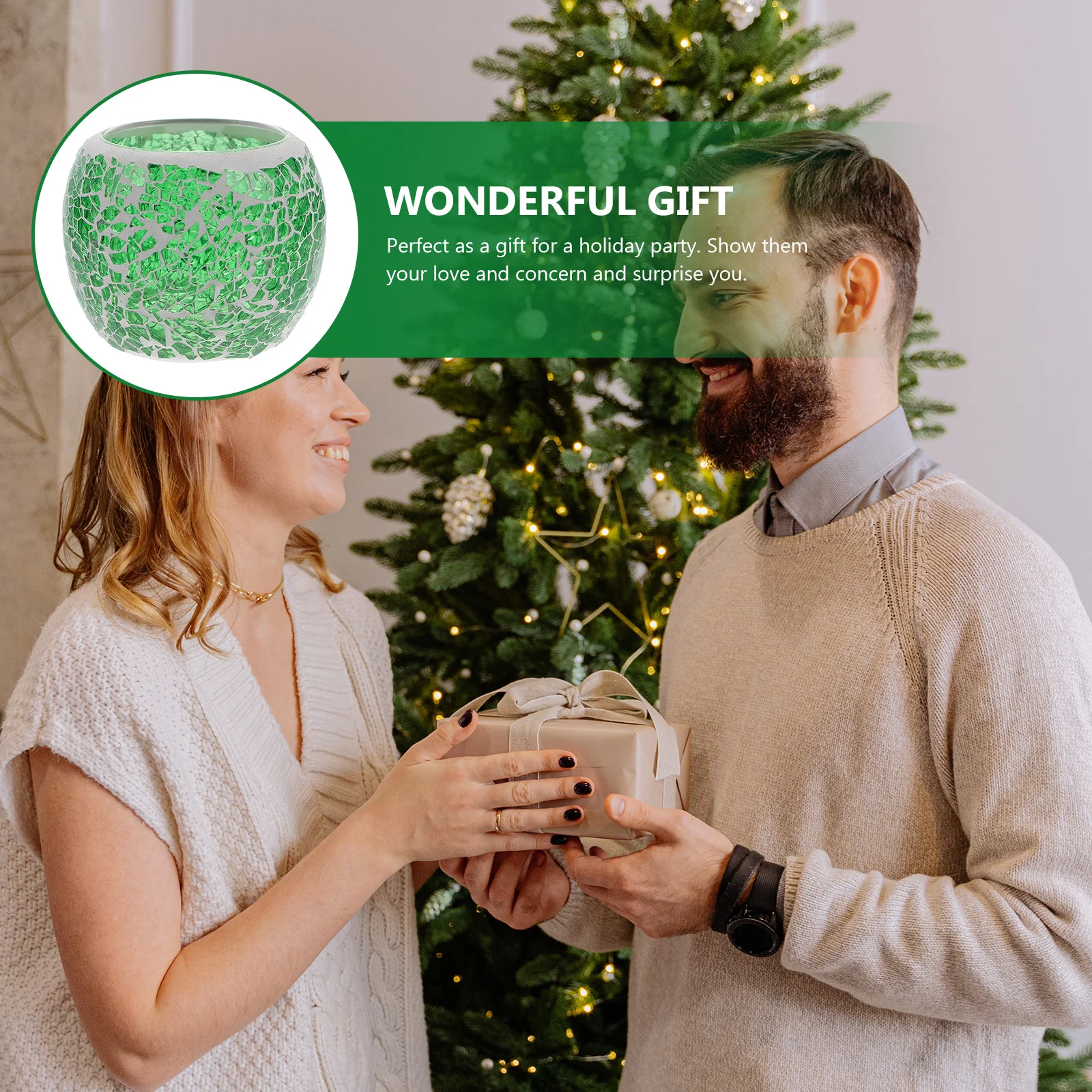 

Glass Candleholder Decorative Mosaic Art Romantic Tabletop Candlestick Wedding Banquet Desktop Stand Decor