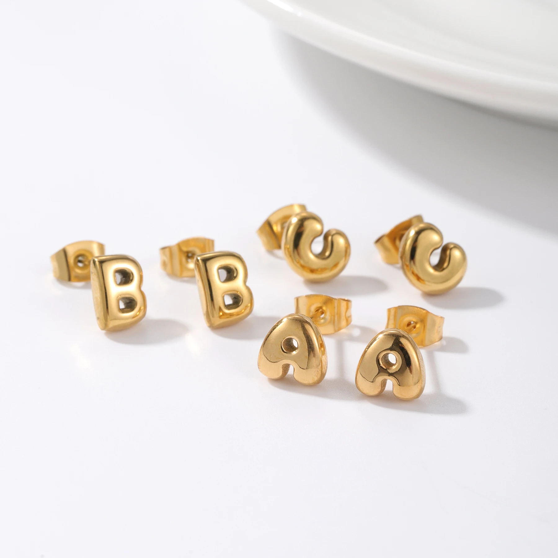 

1 Pair Bubble letters Earrings For Women Custom Balloon Initial Letters Stud Earring Gift For Girlfriend Christmas Gift