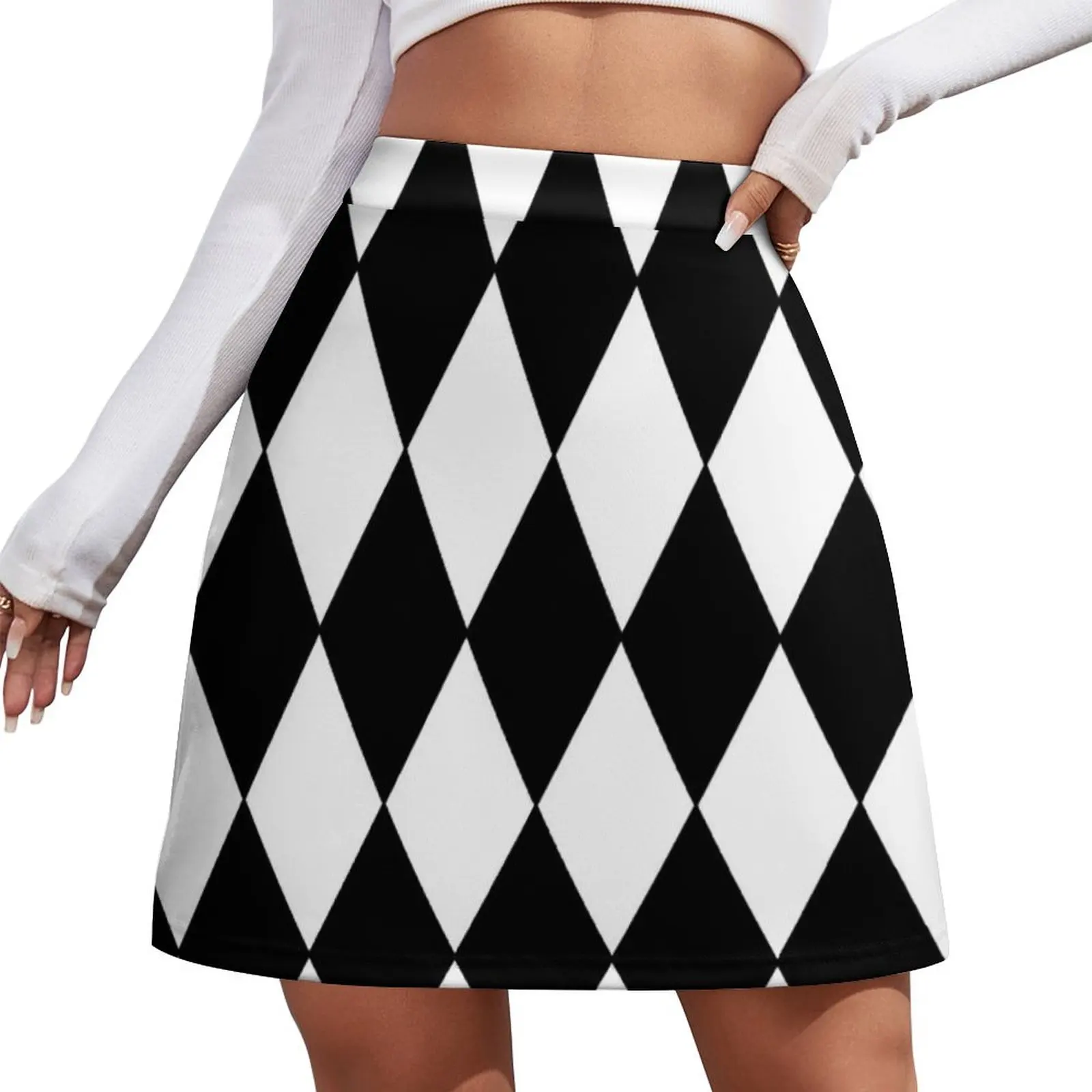 

Black White Harlequin Mini Skirt Woman short skirt korean style skirt Mini