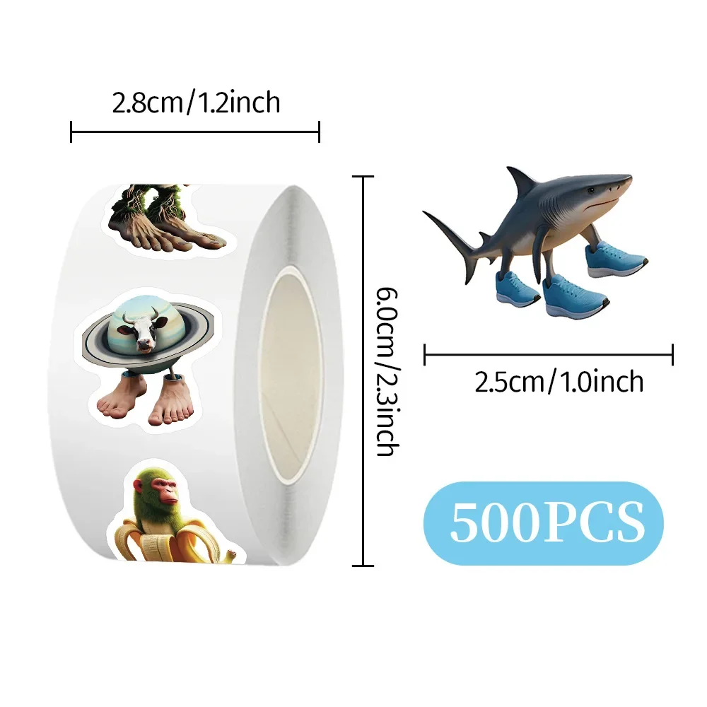 500pcs/Roll Tung Tung Sahur Italian Brainrot AI Abstrac Sealing Sticker DIY PVC Laptop Decals Decoration Stiker Reward Gift Toys