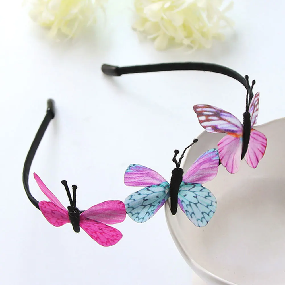 

2Pcs Butterfly Hair Hoop Fairy Headband Lightweight Artificial Hair Accessories for Kids Party Daily Artifitial Headband