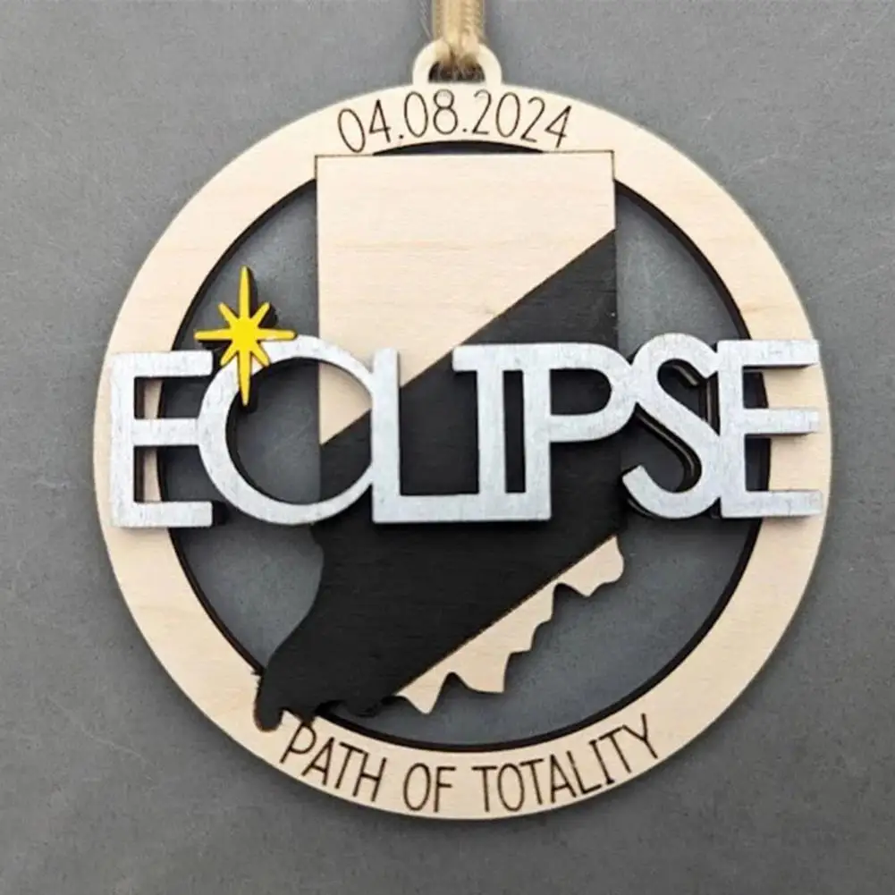 Solar Eclipse Ornament Wooden Solar Eclipse Wall Decoration for Home Office Indoor Outdoor Ornament for Astronomy for 2024