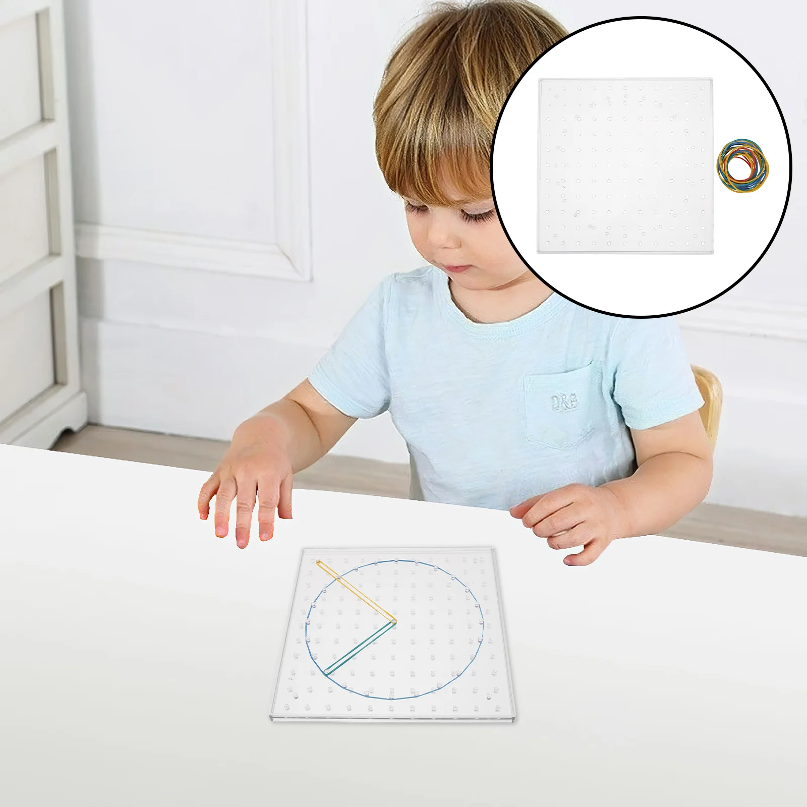 

1Set Kids Geoboard Set Sturdy Pegboard for Geometry Exploration Visual Learning Activity Tool Classroom Home Use Stem Education