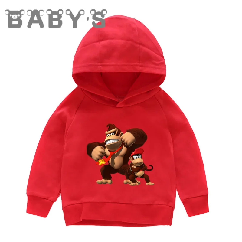 Hot Sale Donkey Kong Country Print Kids Hoodies Monkey Boys Girls Sweatshirts Autumn Children Clothes Cotton Baby Tops,KMT5221