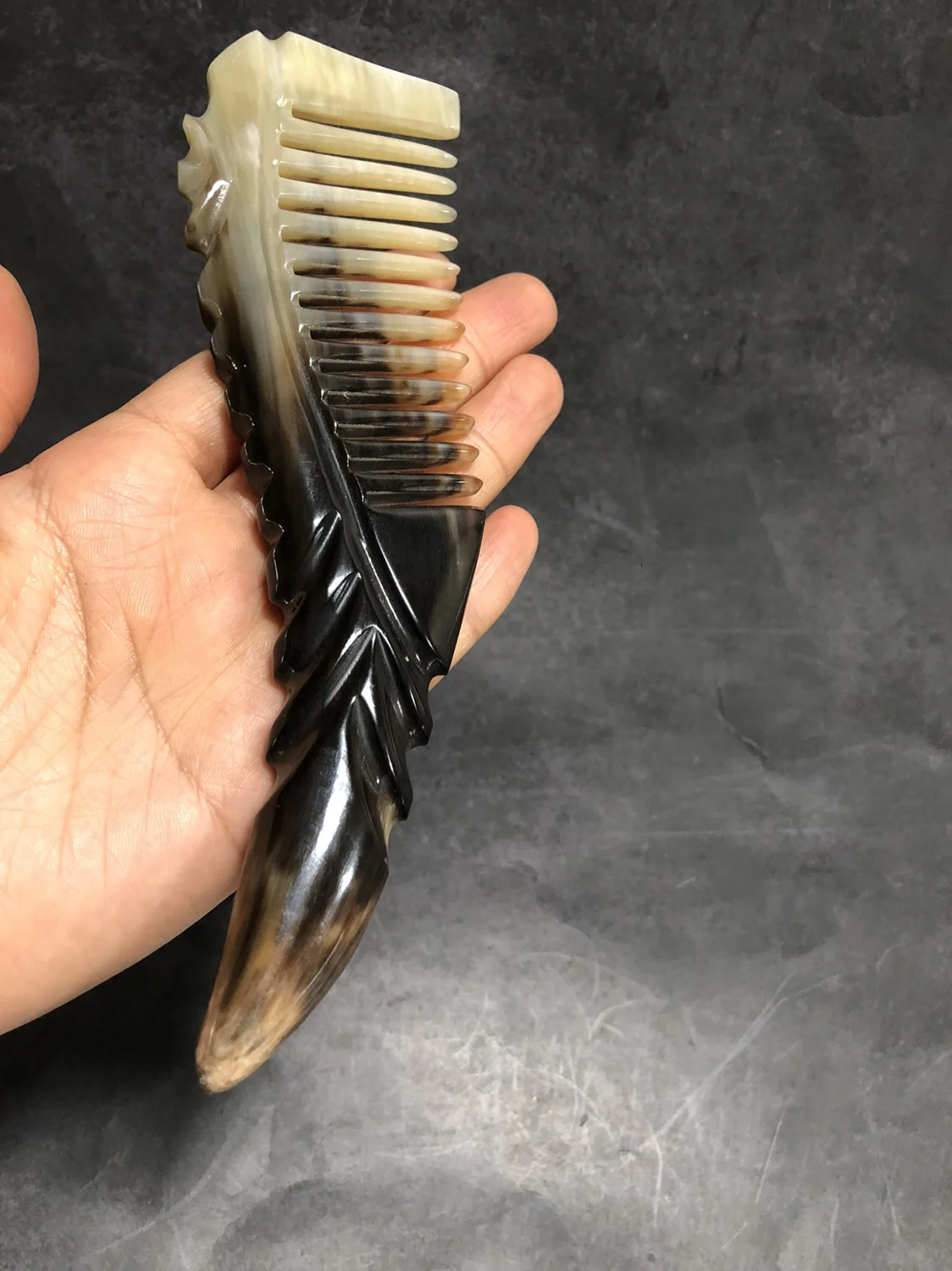 Authentic Natural Yak Horn Comb, Wide Tooth, Long Hair, Household Massage, Anti-Static, Gift