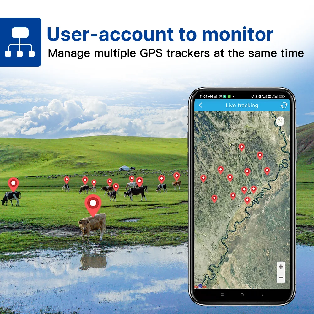 Vjoycar 2023 Newest 4G Cow GPS Tracker Big Battery 22000mAh 180-day Standby For Livestock Cattle Horse Camel Real Time Tracking