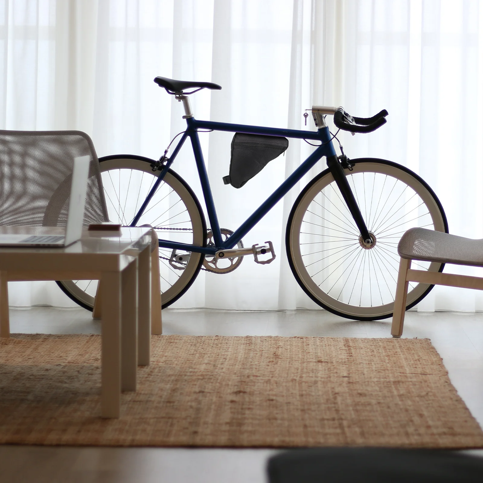 1Pcs Bike Frame Bag Large Storage Room Waterproof Cycling Pouch Easy Install Quick Access Slim Design for Mountain Road Bikes