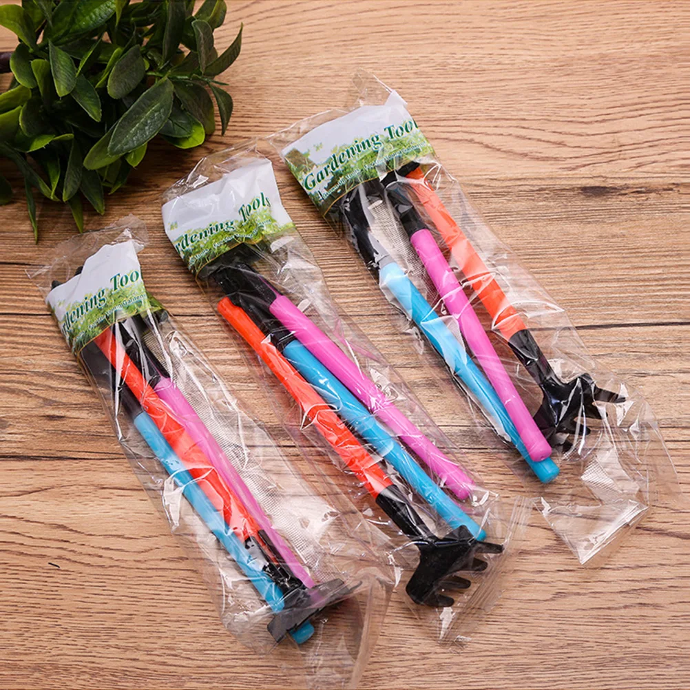 

3Pcs Plastic Handle Garden Tools Set Mini Indoor Gardening Shovel Rake Trowel Colorful Small Tool Kit for Plants Bonsai