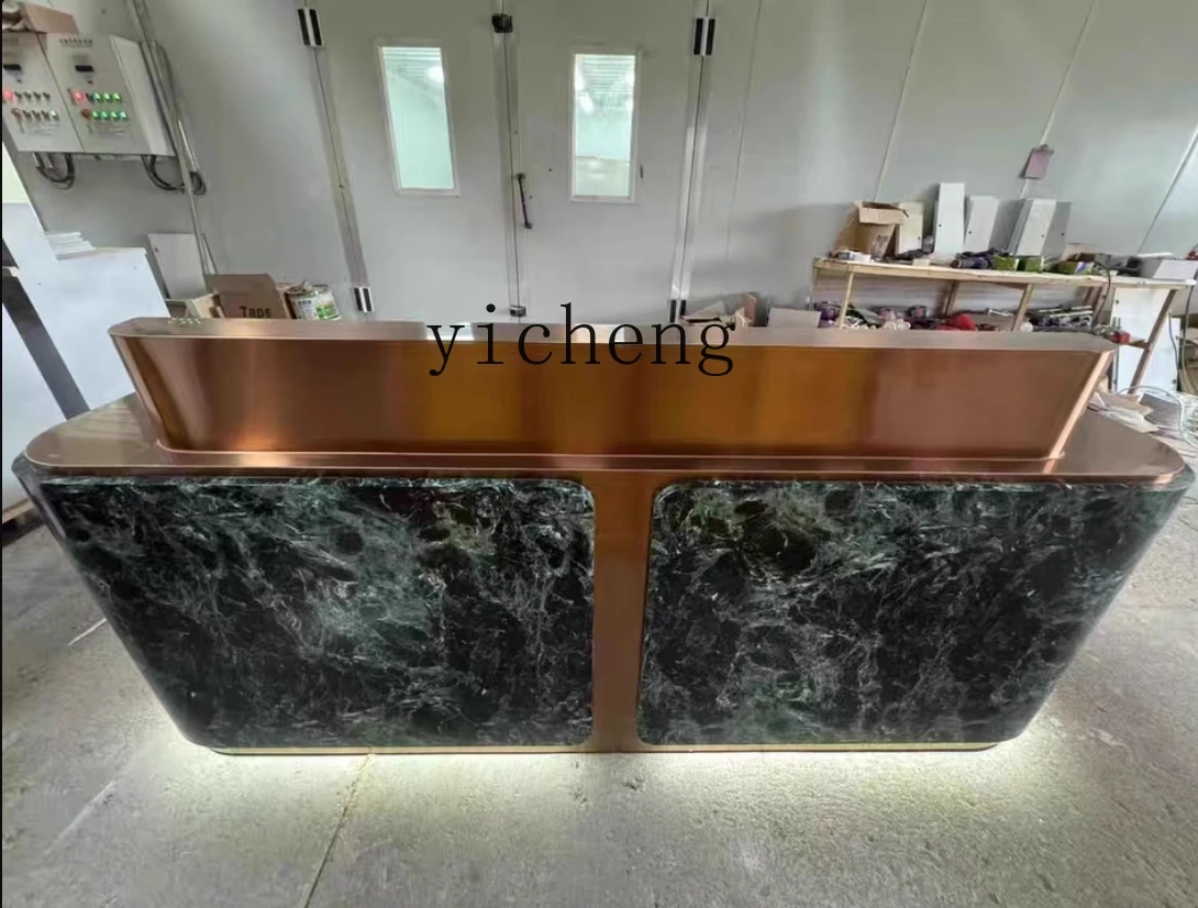 

High-End Italian Style Light Luxury Solid Wood Company Reception Desk Cashier Desk