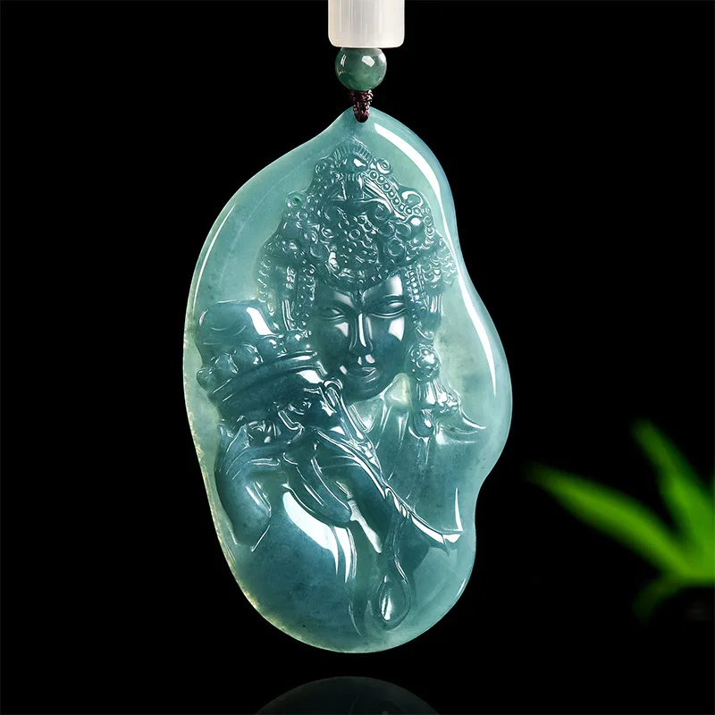 

Natural A-grade Jadeite Blue Water Zakyram Ice Stone Pendant Jade Pendant For Men's Jewelry Women's Gifts Drop Shipping