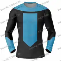 Invincible Rash Guard Diving T-Shirt Pants BJJ Boxing MMA Swimwear Men Summer Long Sleeve Surf Clothing Women GYM Tops Sports 3