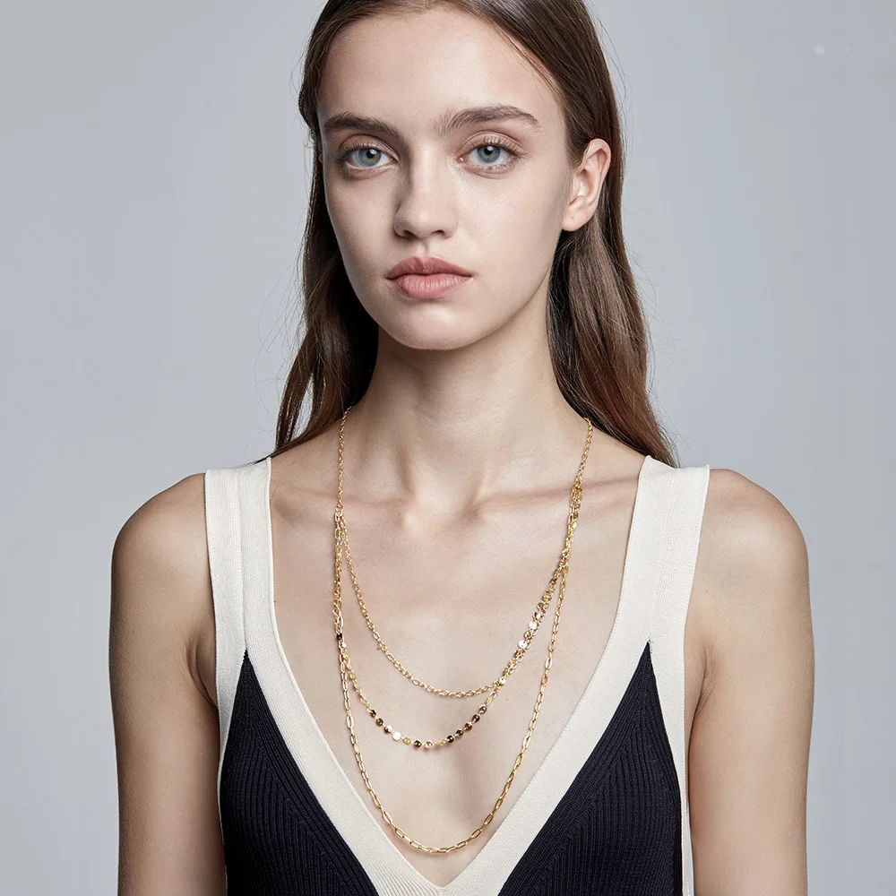 

ENFASHION винтажное трехслойное ожерелье, модные украшения, 2021, цепочка золотого цвета, ожерелья из нержавеющей стали, Collier Femme P 213205