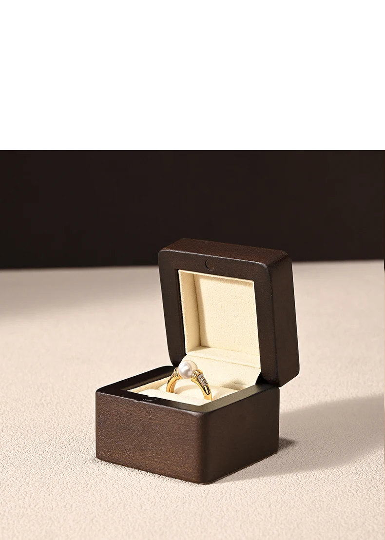 Oirlv Hochwertige Massivholz-Ringaufbewahrungsbox Tragbarer Schmuck-Organizer Ring-Präsentationsbox Festliche Hochzeitsgeschenkbox Vitrine – Detail 5