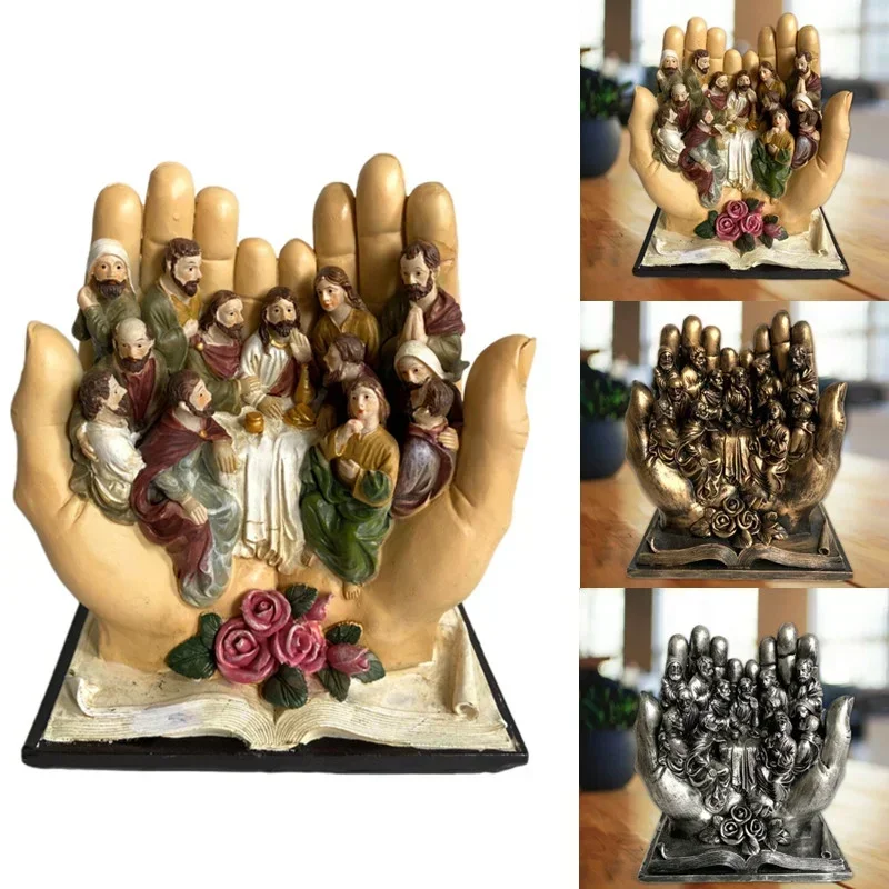 

The Last Supper In Between Hands Christianity Jesus Sculpture Religious Art Resin Crafts Decoration Home Jesus Religious