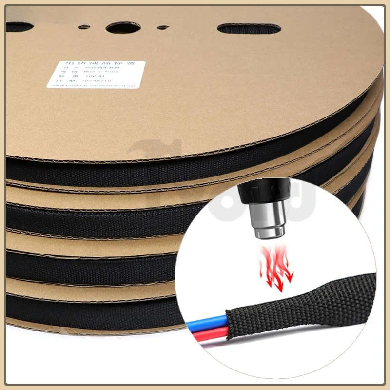 1~50m PET Braided Cable Sleeve Heat Shrink Tube Insulation Flam Retardant Shrinkable Wire Wrap Sheath Protection Cable Organizer