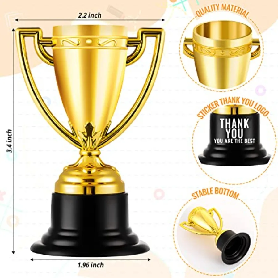 Mini Trophies Bulk for,9Pcs Plastic Gold Small Trophy Cups, Golden Award Trophy Cups for Classroom School Rewards, Sports Tourn