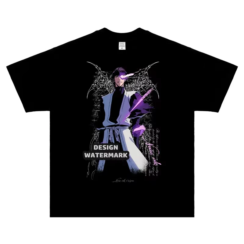 Bleach T-shirts Vintage Oversized Unisex Hip Hop Street T Shirt Casual Loose Streetwear Trendy Cotton high quality Couples soft
