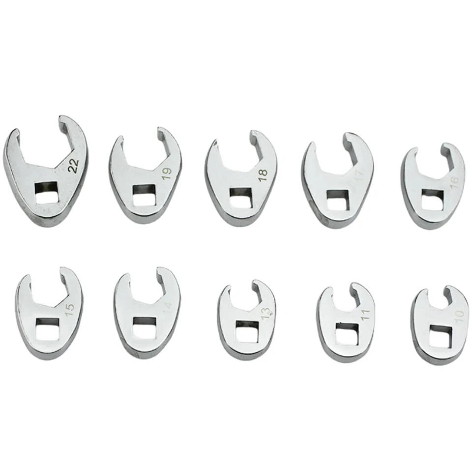 10Pcs 3/8 Inch Drive Crowfoot Wrench Set 10 to 22mm Metric Open End Spanner for Torque Wrench Keys image 3
