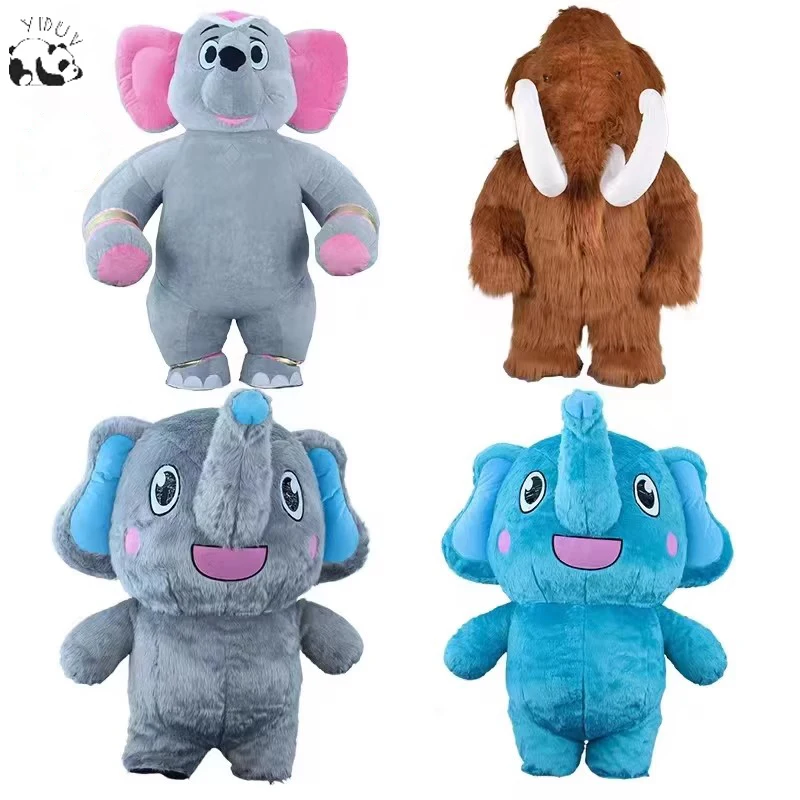 Disfraz inflable de elefante de peluche gigante de 2M/2,6 M, disfraz de mamut peludo, ropa de Cosplay, vestido elegante para fiesta, accesorio de ceremonia publicitaria