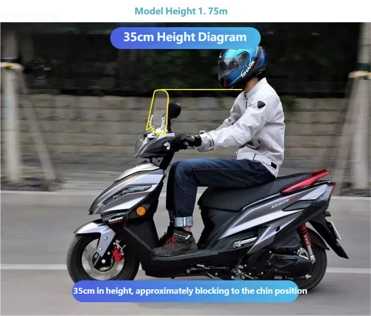 For Haojue VS125 Upgrade Imported Glass Front Windshield Adjustable Bracket Windproof Accessories