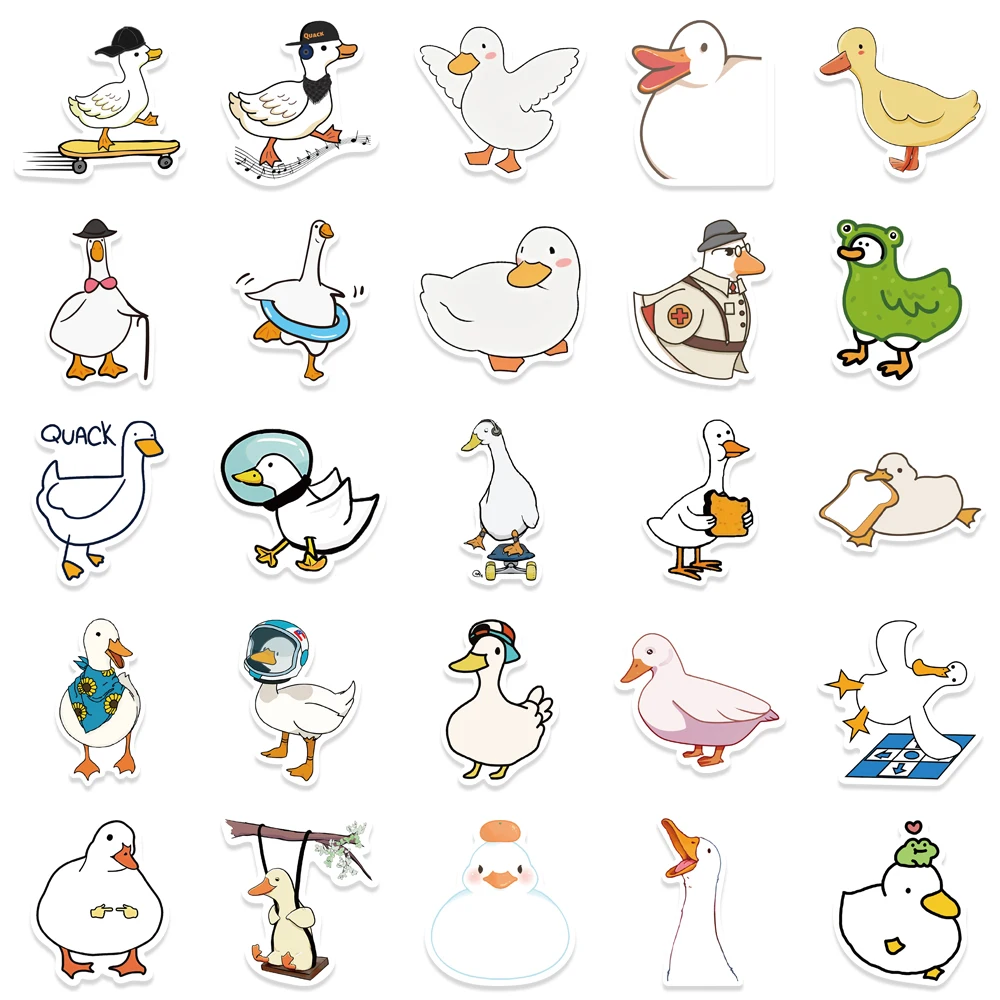 50Pcs Mixed Cartoon Duck Stickers Cute Animals Waterproof Decals to DIY Helmet Skateboard Laptop Motorcycle Cool Kids Gifts