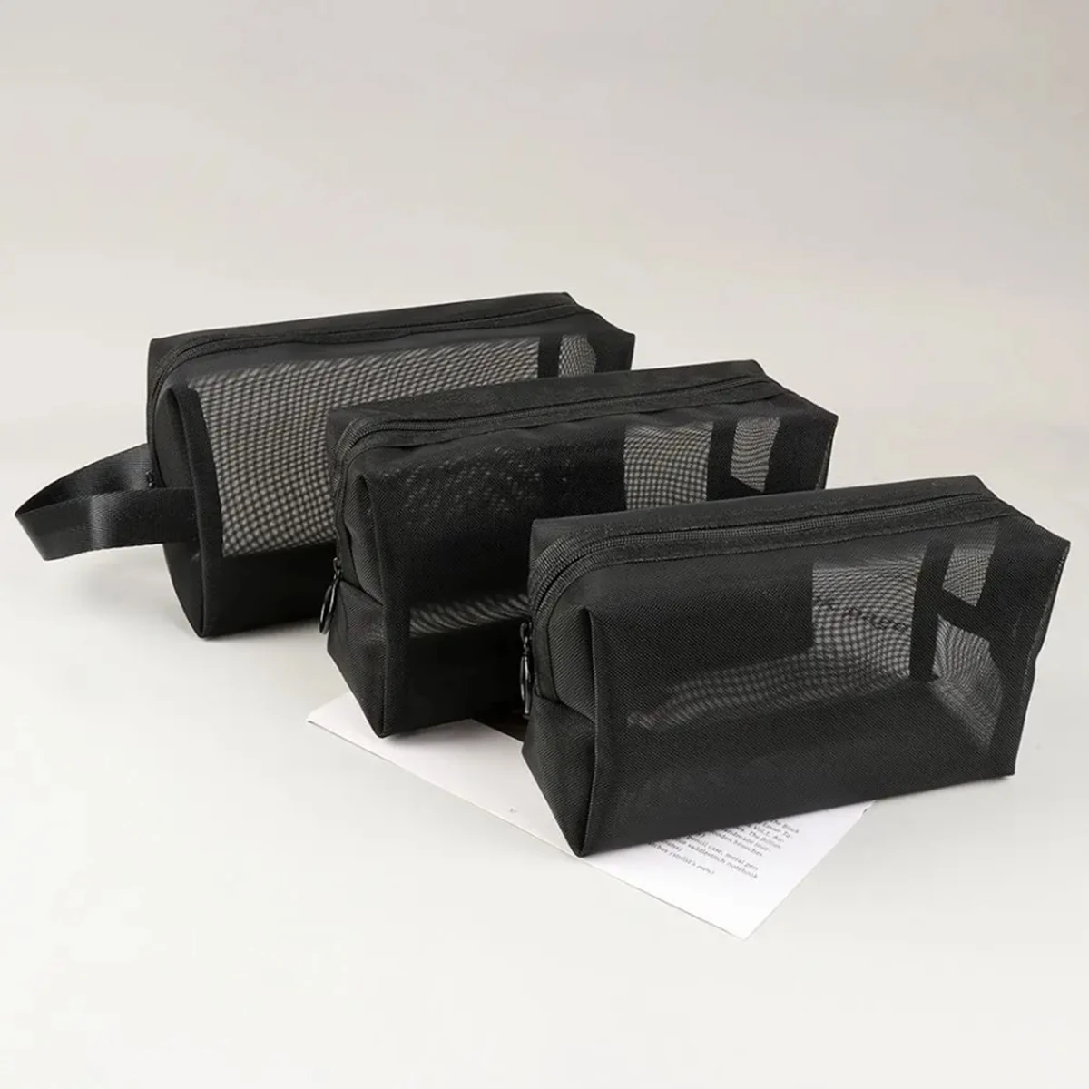 1 قطعة السفر شبكة سوداء حقيبة مستحضرات التجميل سستة حقيبة مستحضرات تجميل للنساء غسل حقيبة أدوات الزينة ماكياج المنظم المحمولة كيس التخزين