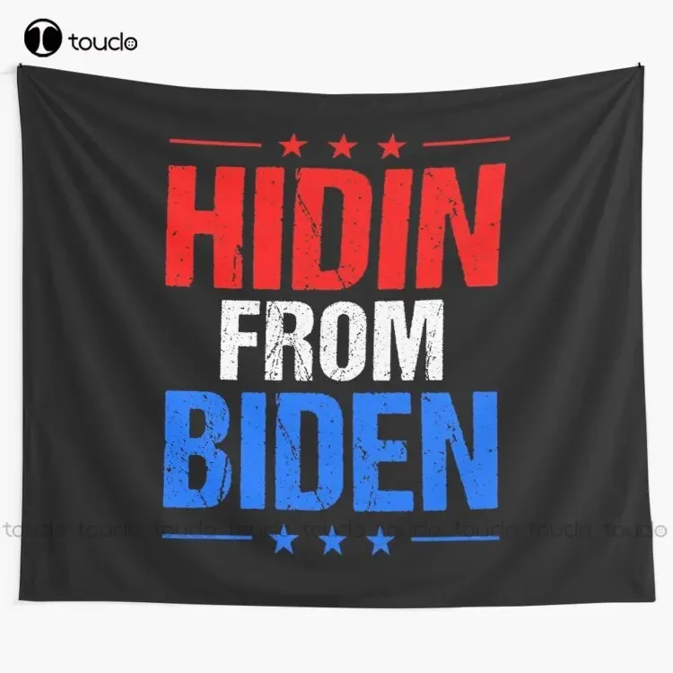 Hidin From Biden Vintage Design Funny Anti Joe Biden Retro Tapestry Green Tapestry Blanket Tapestry Bedroom Bedspread Decoration