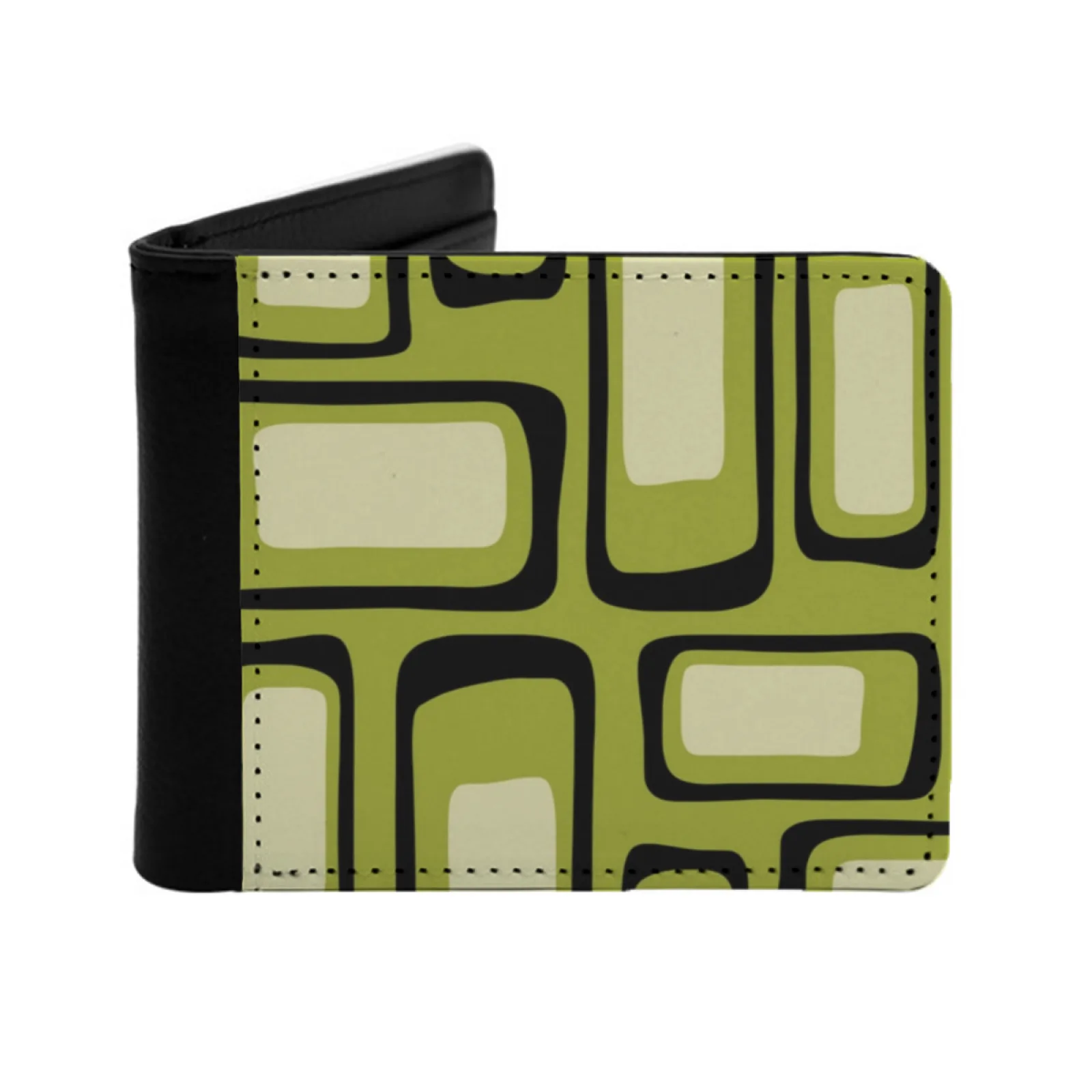 

Ретро середины века, современная абстрактная композиция 737, мужской кожаный кошелек, держатели для кредитных карт/Id, сумка для денег, мужские короткие кошельки