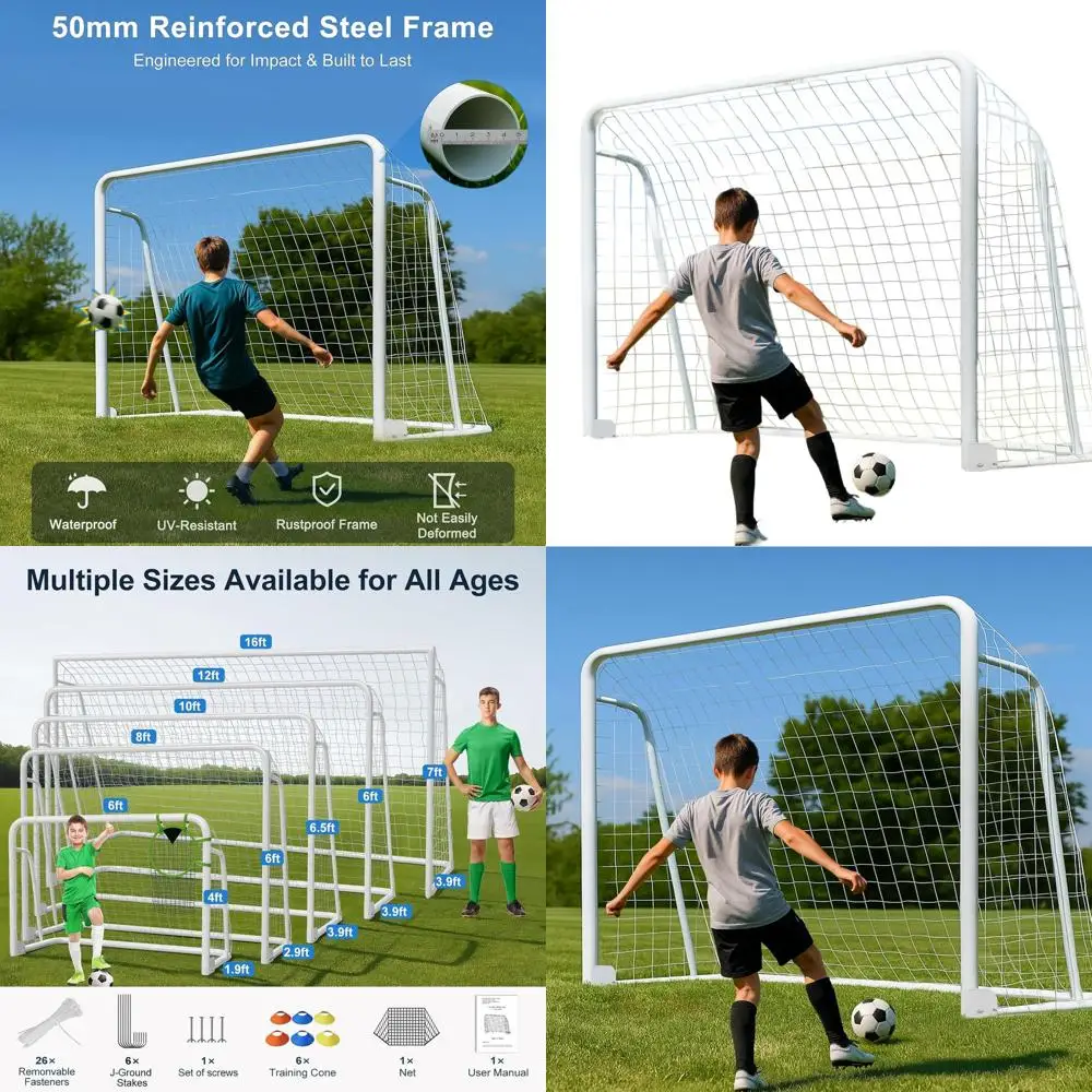 

Versatile Soccer Goals: 6x4 to 24x8 for Backyard, Full-Size, Teen & Adult Training