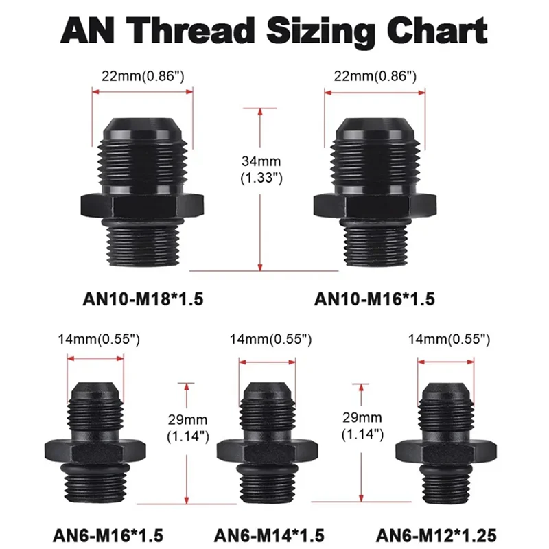 Blue Fuel Oil Cooling Adapter Connector Car Modification AN4 AN6 AN8 AN10 AN12 Conversion Connector for Automotive