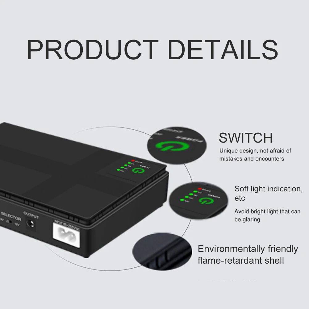 Router Monitors Backup Power Supply 5 In 1 Multifunctional Uninterrupted Power Supply For 12V Devices For Router