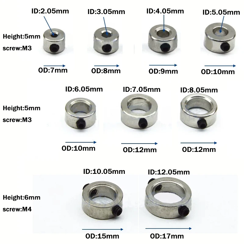 Metal Wheel Lock Collar Shaft Axle Bushing Landing Gear Stopper 2/3/4/5/6/7/8/10/12mm Nickel-plating Steel for RC Model Parts