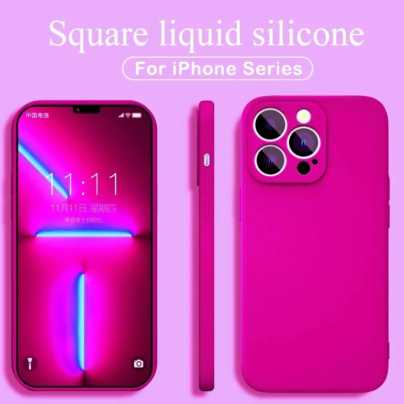 Soft  Liquid  Silicone Case For iPhone 15 14 11 13 12 Pro Max Mini Plus X XR XS Max 7 8 SE 2022 Protective Back Cover