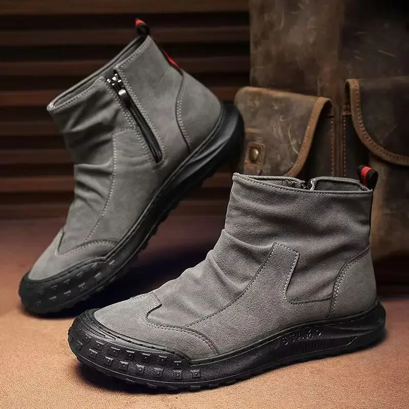 Stivali da uomo all'aperto Stivali da lavoro invernali antiscivolo Moda High Top Uomo Arrampicata Scarpe da trekking Scarpe da ginnastica comode in pelle scamosciata Zapatos Hombre