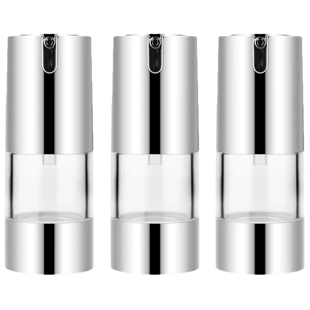 3Pcs Airless Pump Bottles Refillable Containers Travel Lotion Dispensers Leakproof Toiletry Bottles Containers