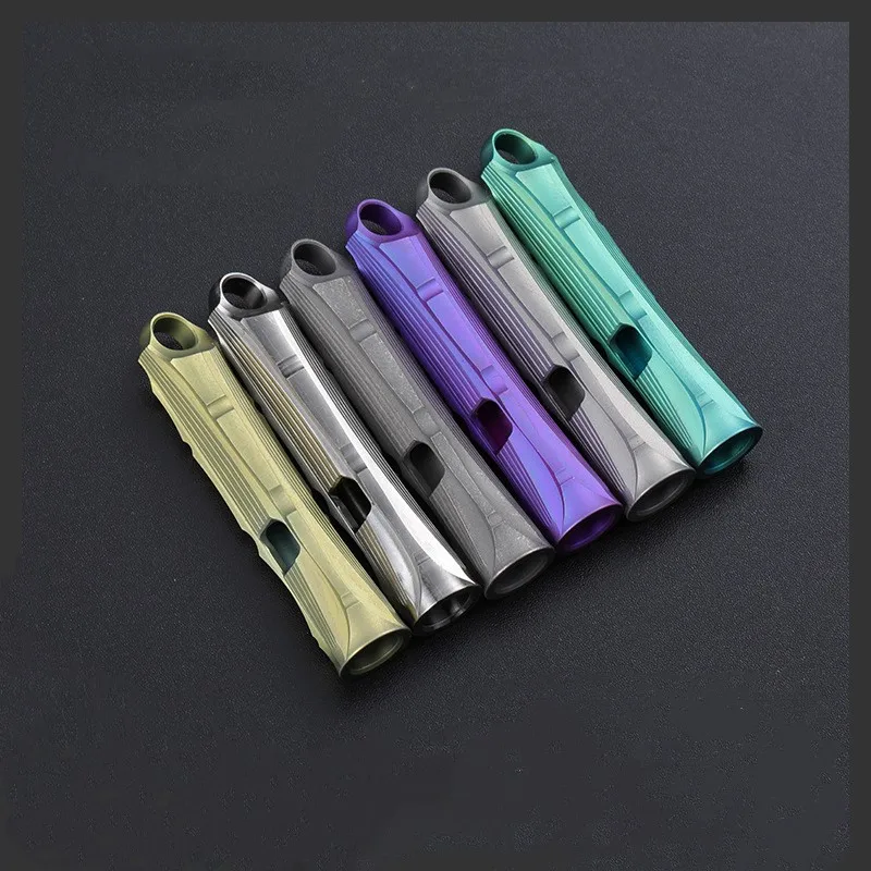 Titanium Alloy High-decibel Whistle 120 Decibel Single-tube High-pitched Whistle Outdoor Survival Camping First Aid Tool