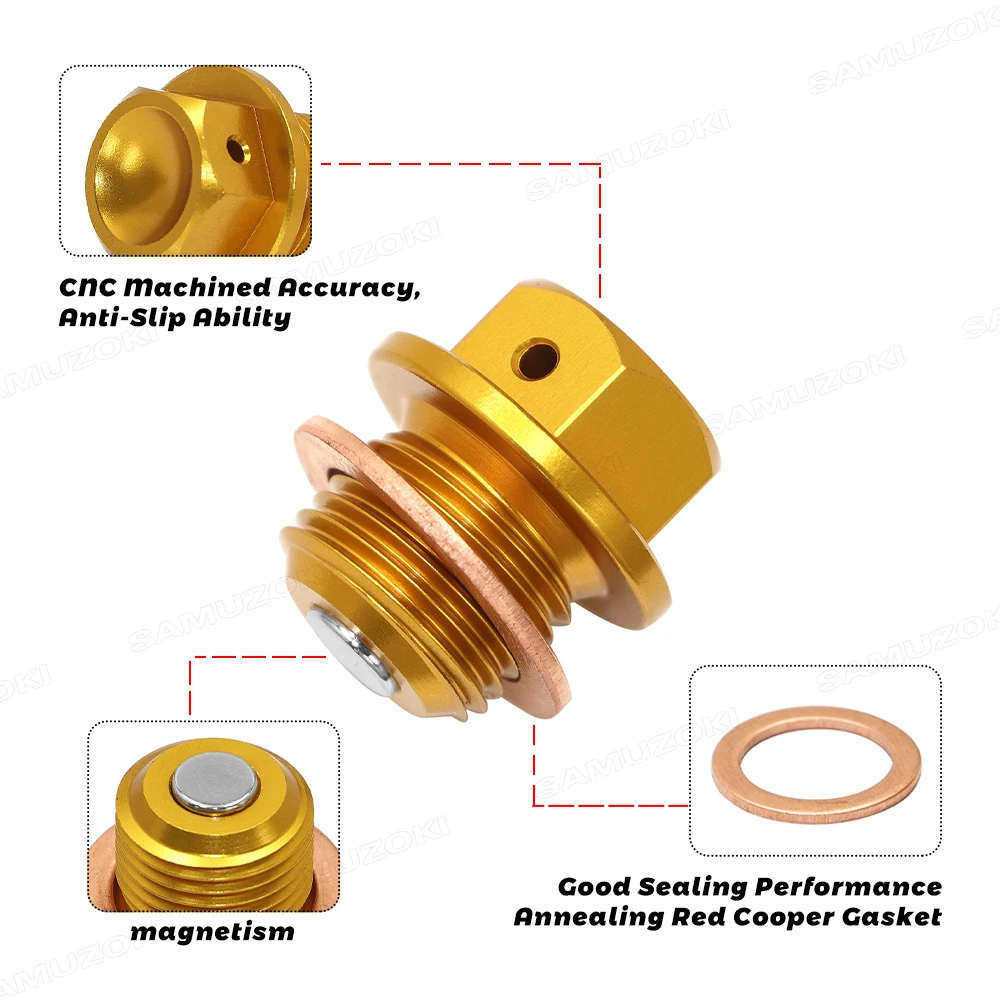 Parafuso de drenagem de óleo para Suzuki, M14x1.25, GSX-S1000F, 2016-2020, GSR250, S, GW250, Inazuma 250, 11-17, GSR400, 06-14, GSR750, 2013-2015