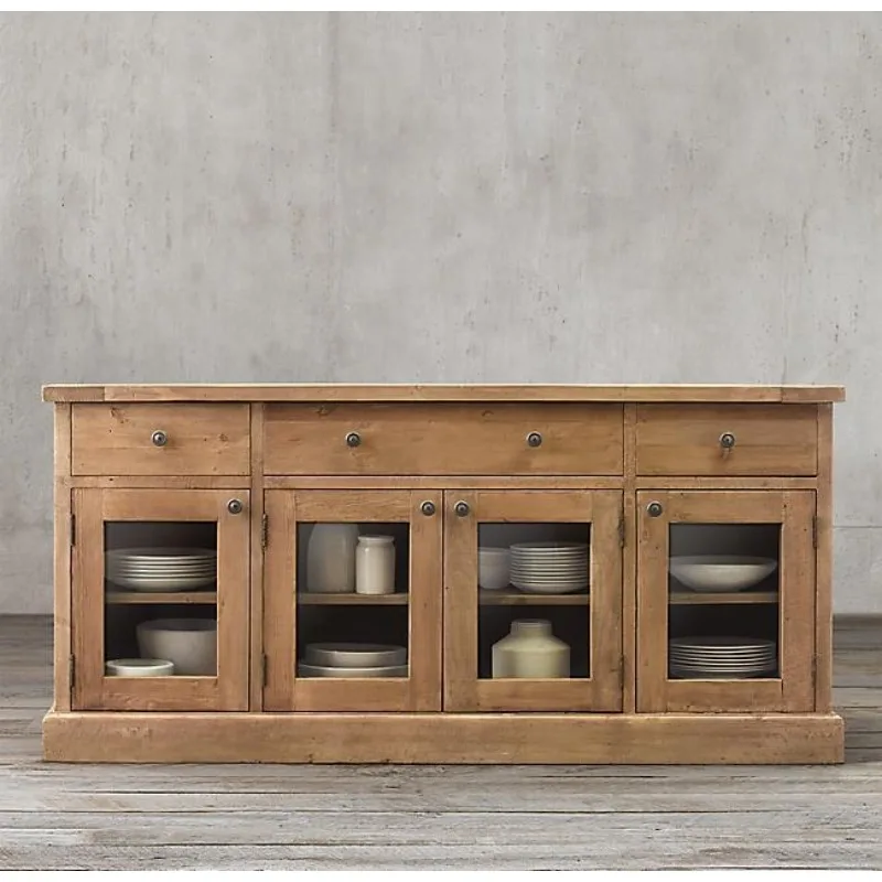 

Retro furniture decorative cabinet Solid wood porch cabinet Italian light luxury simple dining side cabinet