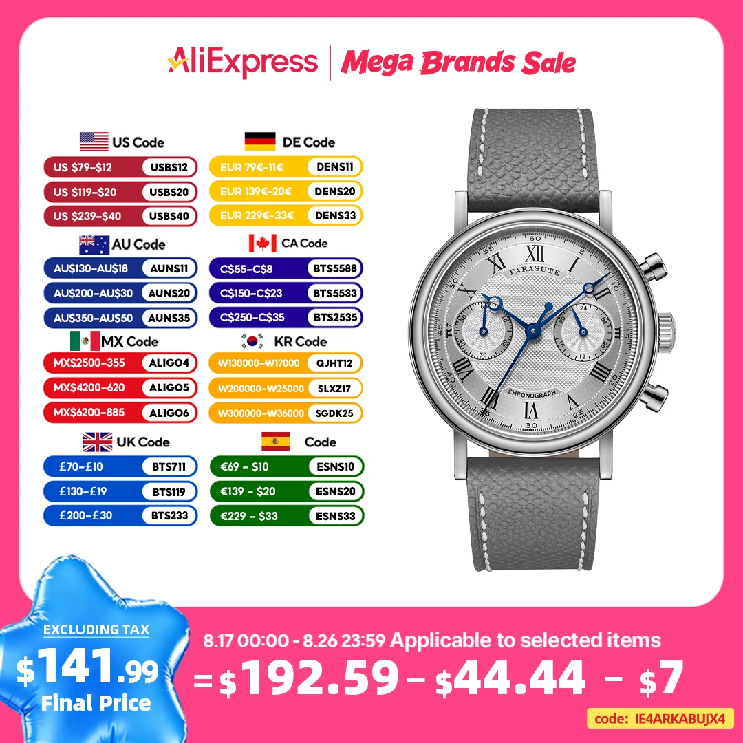 FARASUTE 2025 Neue Retro Herrenuhren Quarzuhr Für Männer Geschwindigkeit Sport Chronograph AR Beschichtung Saphir VK 64 Uhr Reloj Hombre