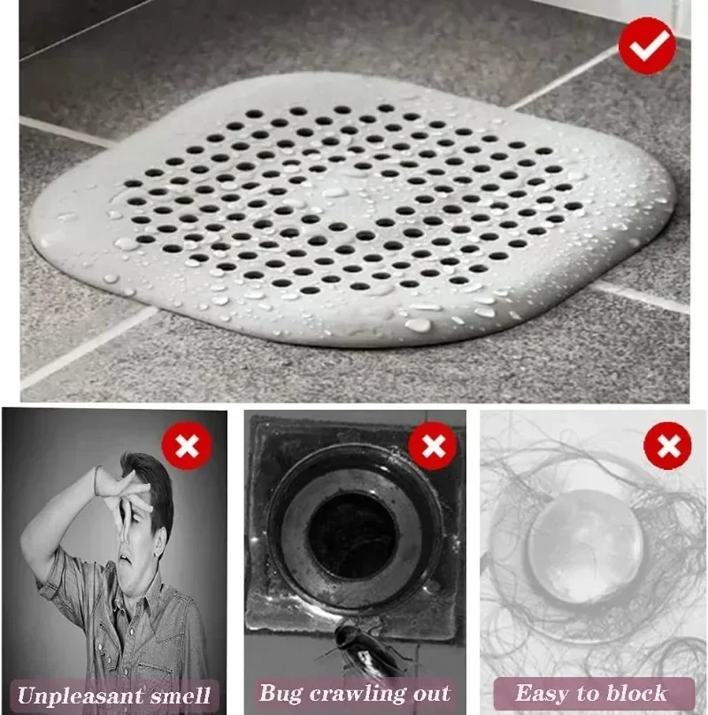 1/10 Stück Badezimmer-Haarfänger, Abfluss-Sieb gegen Verstopfung, Badewannen- und Duschbodenablauf-Stopper, Silikon-Küchen-Deodorant-Stopper – Detail 8