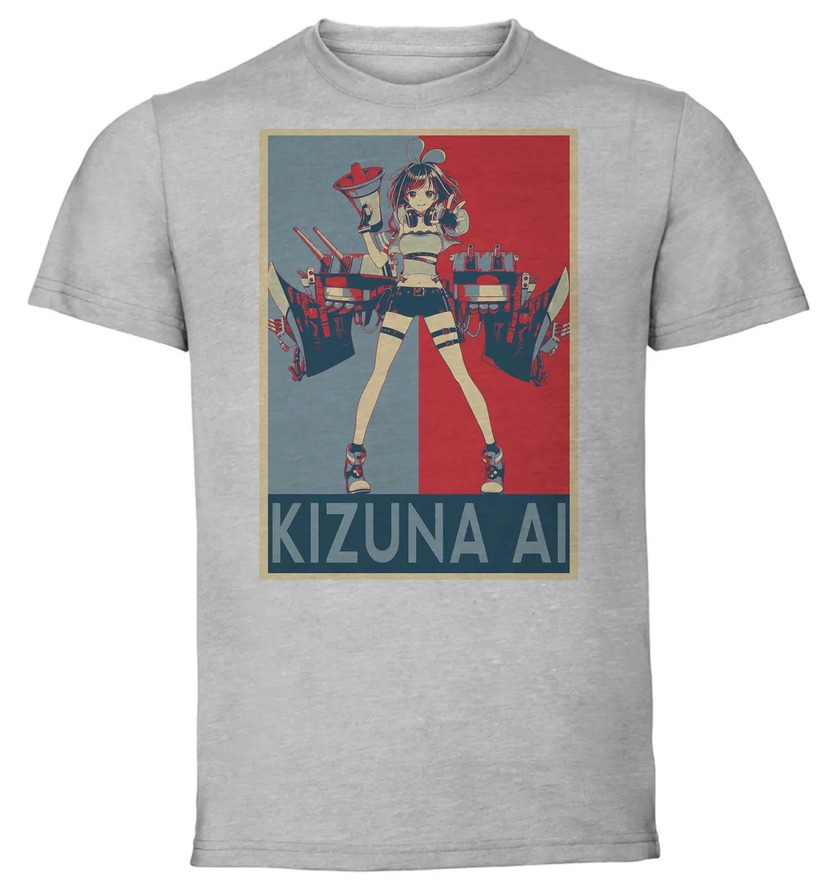 T-Shirt Unisex Grey Propaganda Azur Lane Super Gamer Kizuna Ai