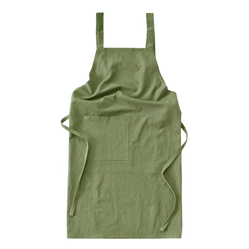 Solid-Color Cotton-Linen Lightweight H-Shaped Apron for Men and Women Baking, Kitchen, and Floral Workwear