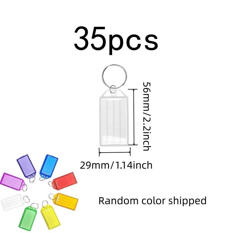 35 pcs Writable Key Labels, Writable Surface, suitable for Luggage Identification, Random Color Assortment