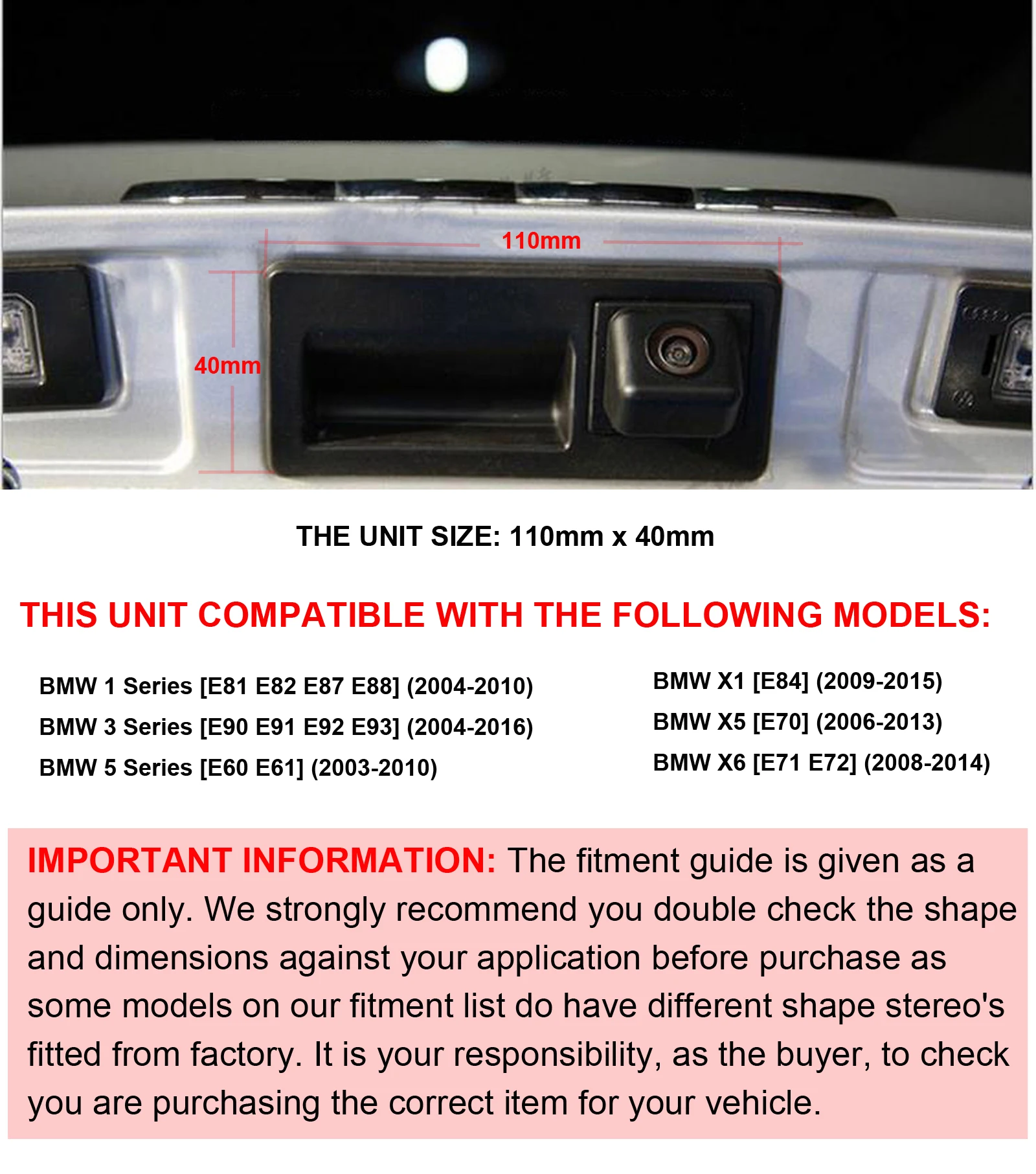 Car Rear View Reverse Camera For BMW X1 E84 X5 E70 X6 E71 E72 Boot Handle Trunk Rear Reversing Parking Cam