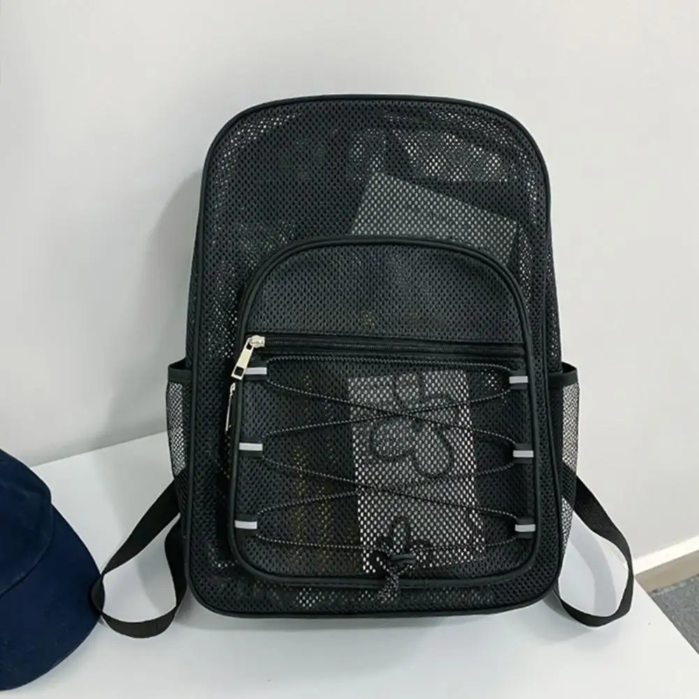 Wandel Mesh Rugzak Multi-Compartiment Reisrugzak Met Verstelbare Bandjes Ritssluiting Ideaal Voor Gym Camping Strand