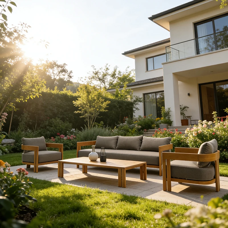 Luxury Teak Outdoor Garden Sofa Set One Seat Modern Eco-Friendly Durable Waterproof Rust Proof Patio Hotel Use