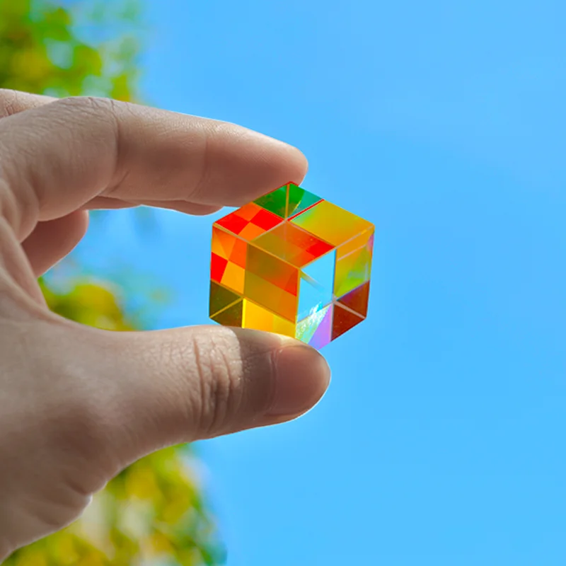 Prisma de vidro RGB X cubo Filtro de câmera móvel Projetor de experimento de cubo com prisma de combinação de cores